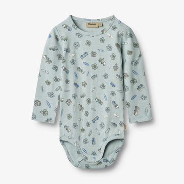 Baby Body LS Freddie dusty green cars - Wheat
